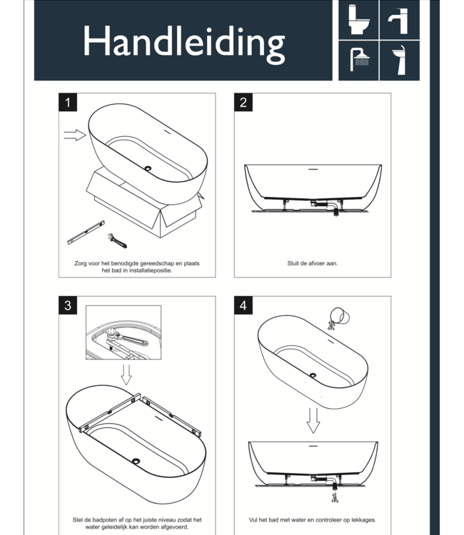 Wiesbaden Vrijstaand ligbad Trens Mat wit 180x80cm acryl met waste - 21.3676