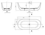 Vrijstaand ligbad Trens Mat wit 180x80cm acryl met waste - 21.3676 Vrijstaand ligbad Trens Mat wit 180x80cm acryl met waste - 21.3676