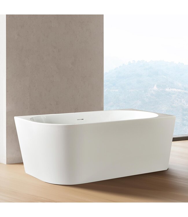 Hoekbad Half Vrijstaand Andora Rechts Glans Wit 170x78cm Rechtshoek met Badwaste en Overloop