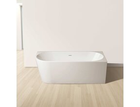 Hoekbad Half Vrijstaand Andora Rechts Glans Wit 170x78cm Rechtshoek met Badwaste en Overloop