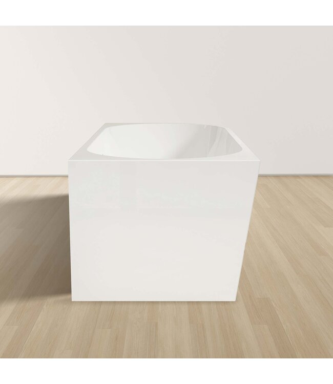 ALONI Hoekbad Half Vrijstaand Andora Links Glans Wit 170x78cm Linkshoek met Badwaste en Overloop