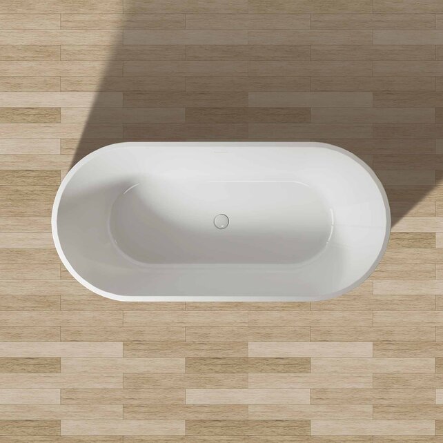 Vrijstaand Ligbad Ovaal 180x80x60cm Acryl Creavit Rondo Badkuip met overloop Vrijstaand incl. badsifon