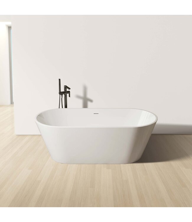 CREAVIT Vrijstaand Ligbad Ovaal 180x80x60cm Acryl Creavit Rondo Badkuip met overloop Vrijstaand incl. badsifon