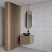 Spiegel Gliss Halo Koper Rose 90x40cm met plafondbevestiging Spiegel Gliss Halo Koper Rose 90x40cm met plafondbevestiging