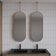 Spiegel Gliss Halo Koper Rose 90x40cm met plafondbevestiging