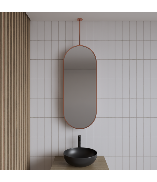 Spiegel Gliss Halo Mat Goud 90x40cm met plafondbevestiging