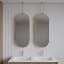 Spiegel Gliss Halo Mat Goud 90x40cm met plafondbevestiging