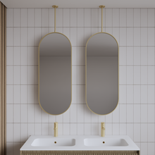 Spiegel Gliss Halo Mat Goud 90x40cm met plafondbevestiging