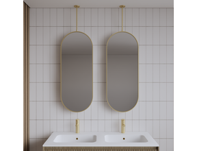 Spiegel Gliss Halo Mat Goud 90x40cm met plafondbevestiging