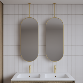 Spiegel Gliss Halo Mat Goud 90x40cm met plafondbevestiging