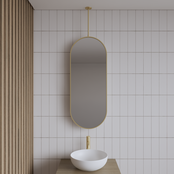 Spiegel Gliss Halo Mat Wit 90x40cm met plafondbevestiging Spiegel Gliss Halo Mat Wit 90x40cm met plafondbevestiging