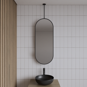 Spiegel Gliss Halo Mat Wit 90x40cm met plafondbevestiging Spiegel Gliss Halo Mat Wit 90x40cm met plafondbevestiging