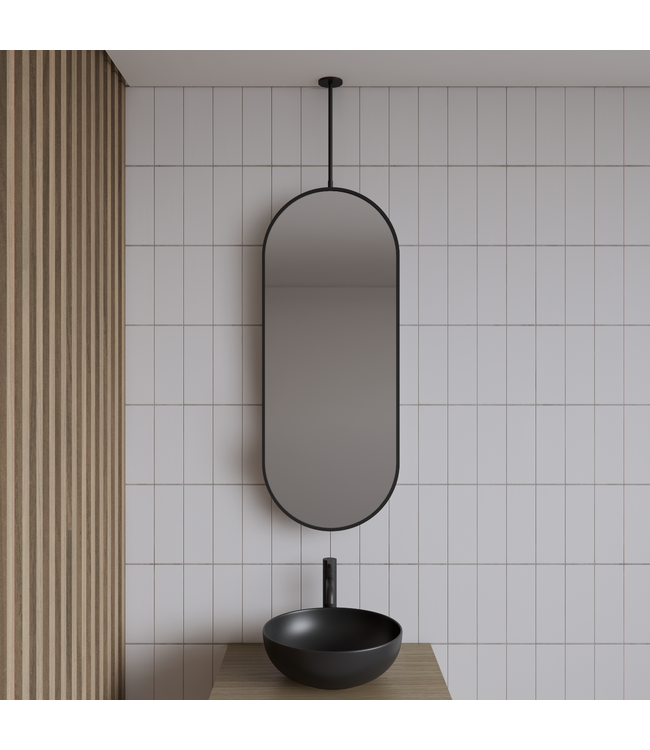 GLISS DESIGN Spiegel Gliss Halo Mat Wit 90x40cm met plafondbevestiging