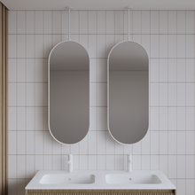 Spiegel Gliss Halo Mat Wit 90x40cm met plafondbevestiging