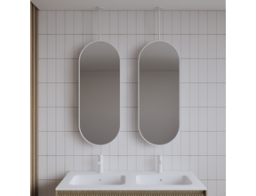 Spiegel Gliss Halo Mat Wit 90x40cm met plafondbevestiging