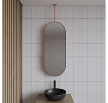 Spiegel Gliss Halo Koper Rose 90x40cm met plafondbevestiging
