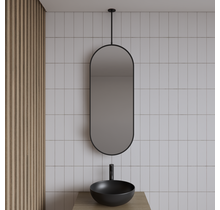 Spiegel Gliss Halo Mat Zwart 90x40cm met plafondbevestiging
