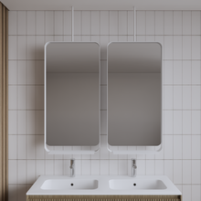 Spiegel Gliss Astra Mat Wit 100x50cm met planchet en plafondbevestiging