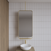 Spiegel Gliss Astra Mat Zwart 100x50cm met planchet en plafondbevestiging