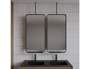 Spiegel Gliss Astra Mat Zwart 100x50cm met planchet en plafondbevestiging