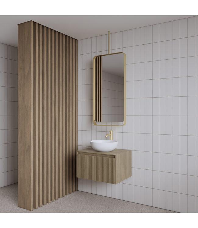 GLISS DESIGN Spiegel Gliss Astra Mat Goud 100x50cm met planchet en plafondbevestiging