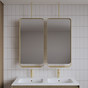 Spiegel Gliss Astra Mat Goud 100x50cm met planchet en plafondbevestiging Spiegel Gliss Astra Mat Goud 100x50cm met planchet en plafondbevestiging