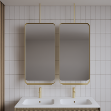 Spiegel Gliss Astra Mat Goud 100x50cm met planchet en plafondbevestiging