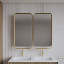 Spiegel Gliss Astra Mat Goud 100x50cm met planchet en plafondbevestiging