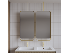 Spiegel Gliss Astra Mat Goud 100x50cm met planchet en plafondbevestiging