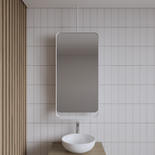 Spiegel Gliss Astra Koper Rosé 100x50cm met planchet en plafondbevestiging