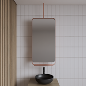 Spiegel Gliss Astra Koper Rosé 100x50cm met planchet en plafondbevestiging