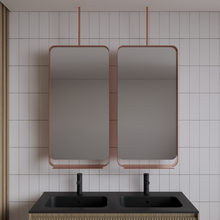 Spiegel Gliss Astra Koper Rosé 100x50cm met planchet en plafondbevestiging