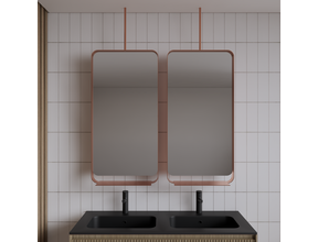 Spiegel Gliss Astra Koper Rosé 100x50cm met planchet en plafondbevestiging