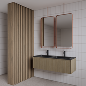 Spiegel Gliss Astra Koper Rosé 100x50cm met planchet en plafondbevestiging