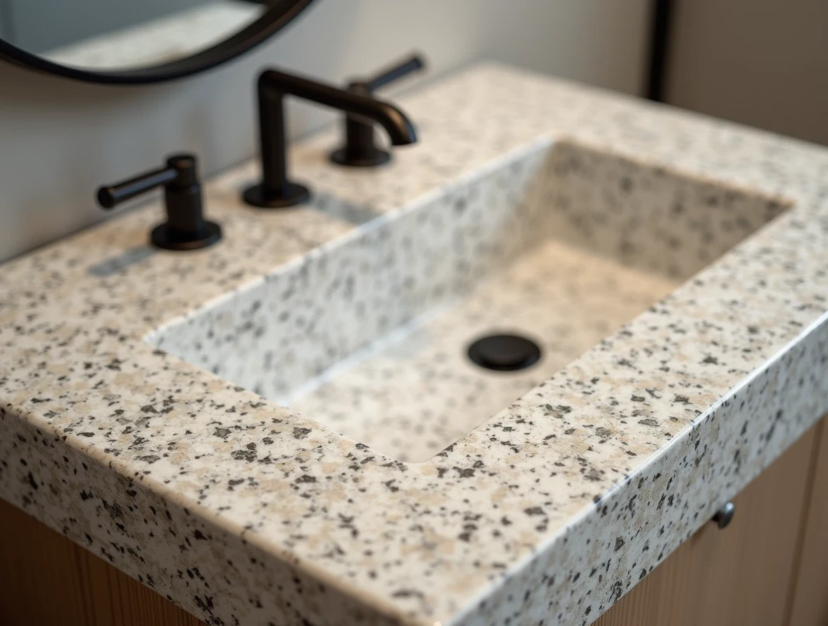 Een terrazzo in de badkamer