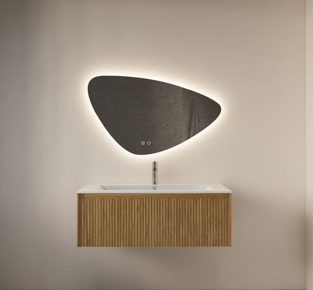 Spiegel Gliss Strano Organisch 60x35cm met Dimbaar LED en verwarming Spiegel Gliss Strano Organisch 60x35cm met Dimbaar LED en verwarming