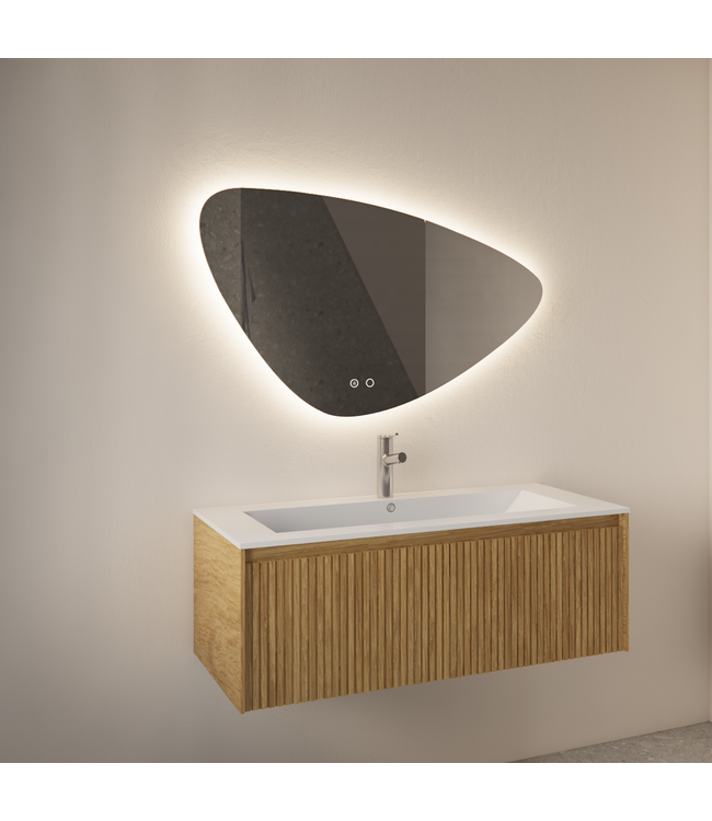 GLISS DESIGN Spiegel Gliss Strano Organisch 120x78cm met Dimbaar LED en verwarming