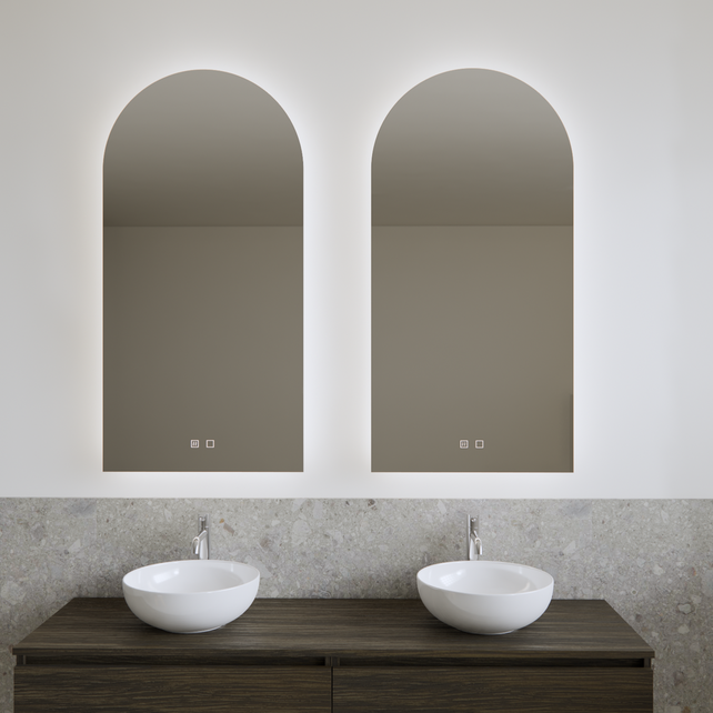 Spiegel Gliss Gaya Boog 40x100cm Indirecte LED Verlichting dimbaar en verwarming Spiegel Gliss Gaya Boog 40x100cm Indirecte LED Verlichting dimbaar en verwarming