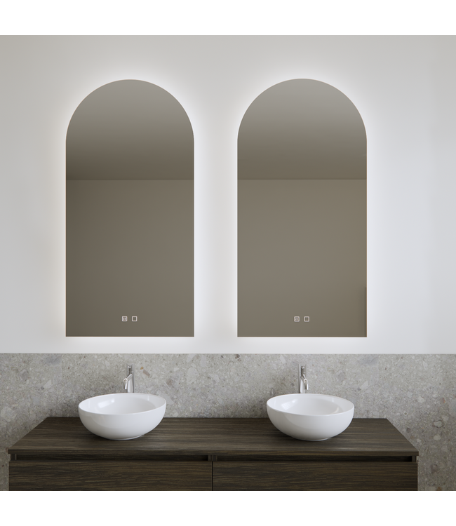 GLISS DESIGN Spiegel Gliss Gaya Boog 40x100cm Indirecte LED Verlichting dimbaar en verwarming
