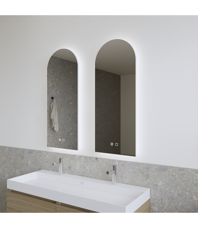 GLISS DESIGN Spiegel Gliss Gaya Boog 40x100cm Indirecte LED Verlichting dimbaar en verwarming