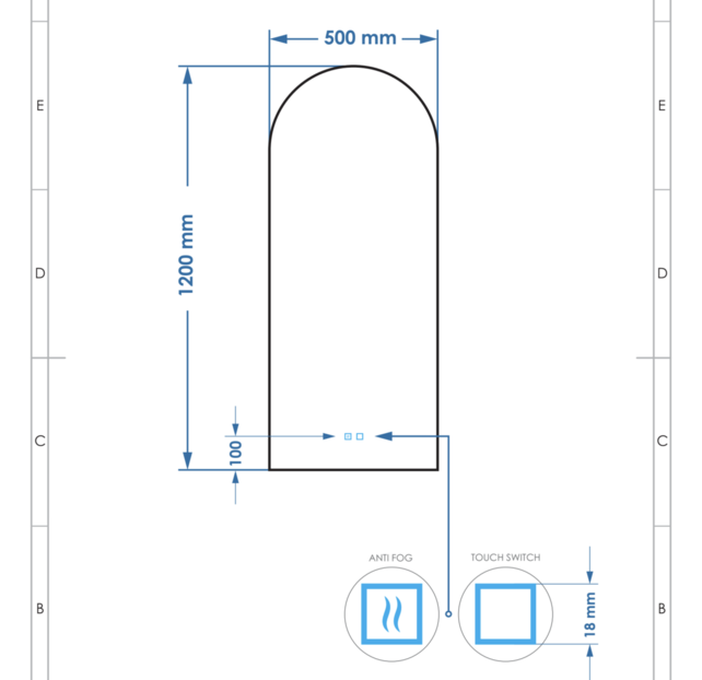 Spiegel Gliss Gaya Boog 50x120cm Indirecte LED Verlichting dimbaar en verwarming