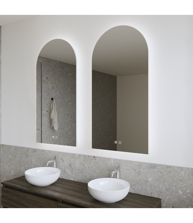 GLISS DESIGN Spiegel Gliss Gaya Boog 50x120cm Indirecte LED Verlichting dimbaar en verwarming
