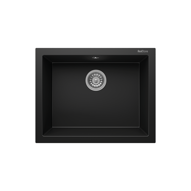 Spoelbak keuken Graniet Antraciet RealStone Troya 52x47cm Inclusief Aansluitstukken