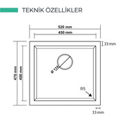 Spoelbak keuken Graniet Antraciet RealStone Troya 52x47cm Inclusief Aansluitstukken