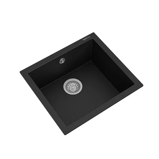 Spoelbak keuken Graniet Antraciet RealStone Troya 52x47cm Inclusief Aansluitstukken