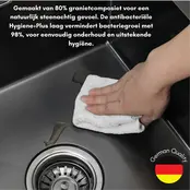 Spoelbak keuken Graniet Antraciet RealStone Troya 86x50cm Inclusief Aansluitstukken