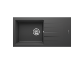 Spoelbak keuken Graniet Antraciet RealStone Troya 86x50cm Inclusief Aansluitstukken