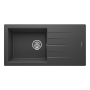 Spoelbak keuken Graniet Antraciet RealStone Troya 86x50cm Inclusief Aansluitstukken