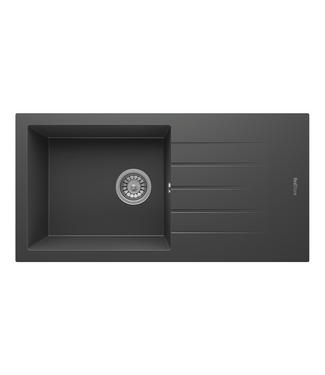 Spoelbak keuken Graniet Antraciet RealStone Troya 86x50cm Inclusief Aansluitstukken