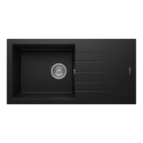 Spoelbak keuken Graniet Zwart RealStone Troya 86x50cm Inclusief Aansluitstukken
